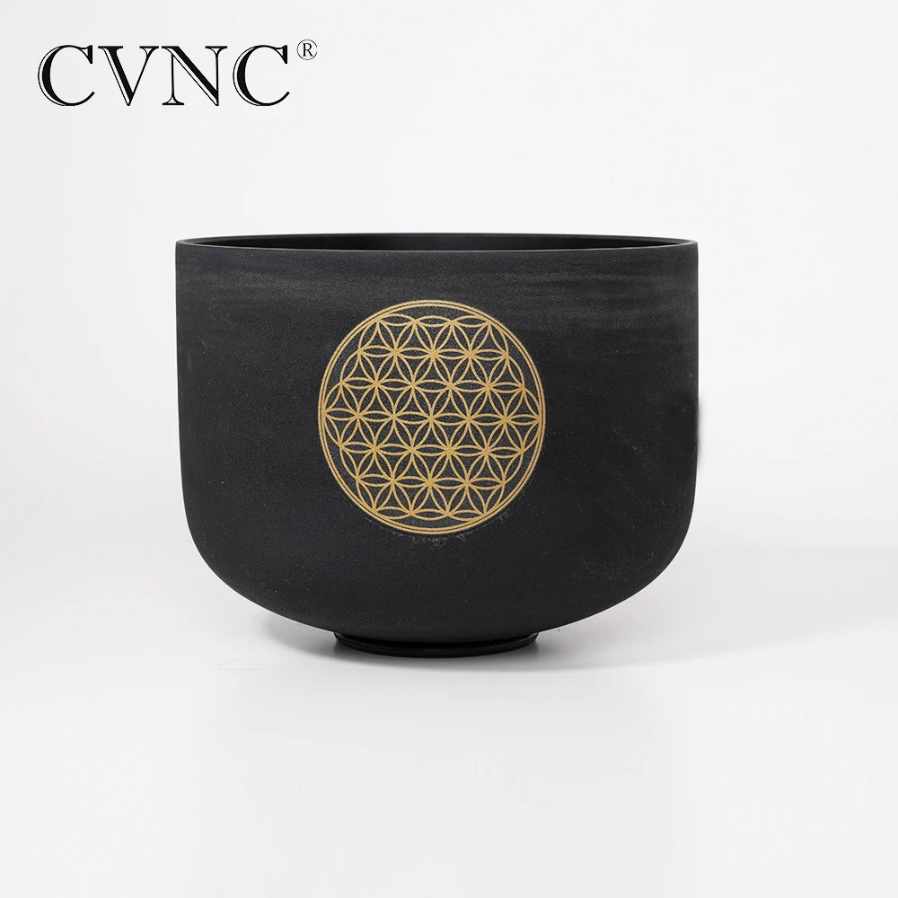 CVNC Flower of Life 8 &quotNote C чакра черная цветная кварцевая Хрустальная Поющая чаша|flower