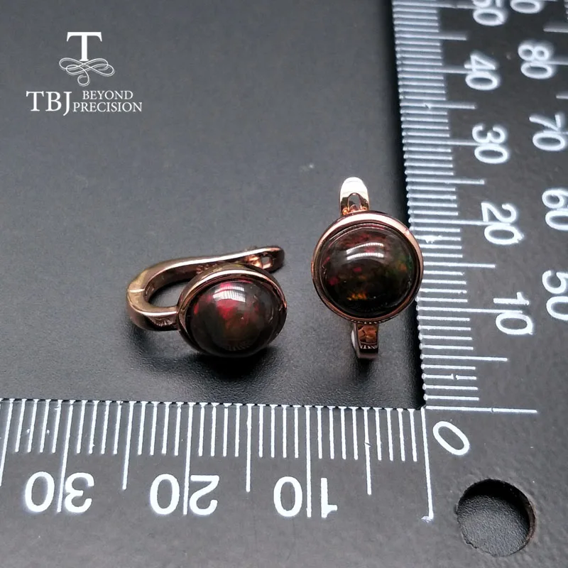 TBJ, серебро 925 пробы, розовый цвет, маленькая застежка, серьги в горошек с натуральным цветным опалом, драгоценный камень, простой стиль, ювелирные изделия для девочек