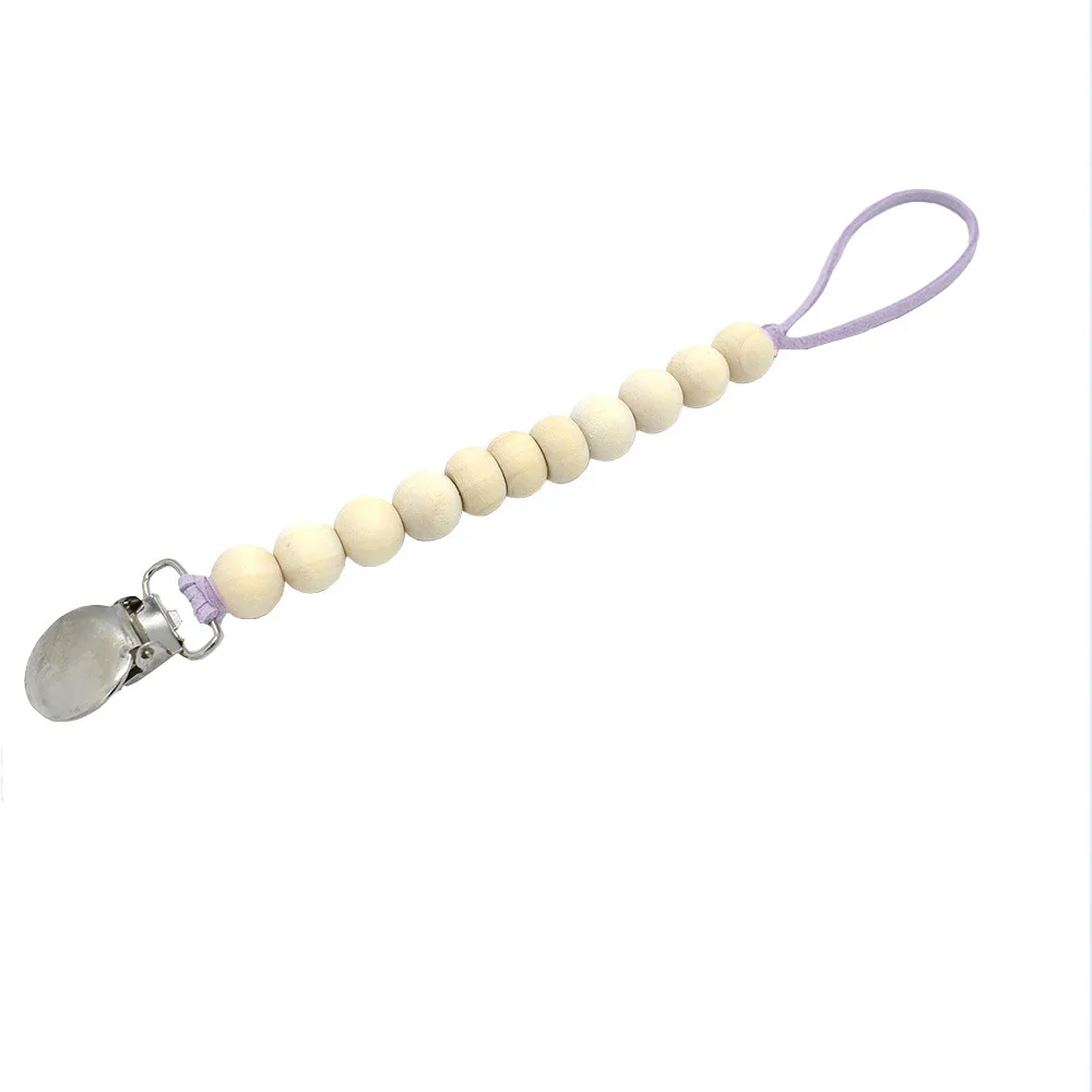 Wood Pacifier Clip Chain Wooden Bead Dummy Holder Cute Clips Soother Chains Baby Teething Toy for Chew F X | Мать и ребенок