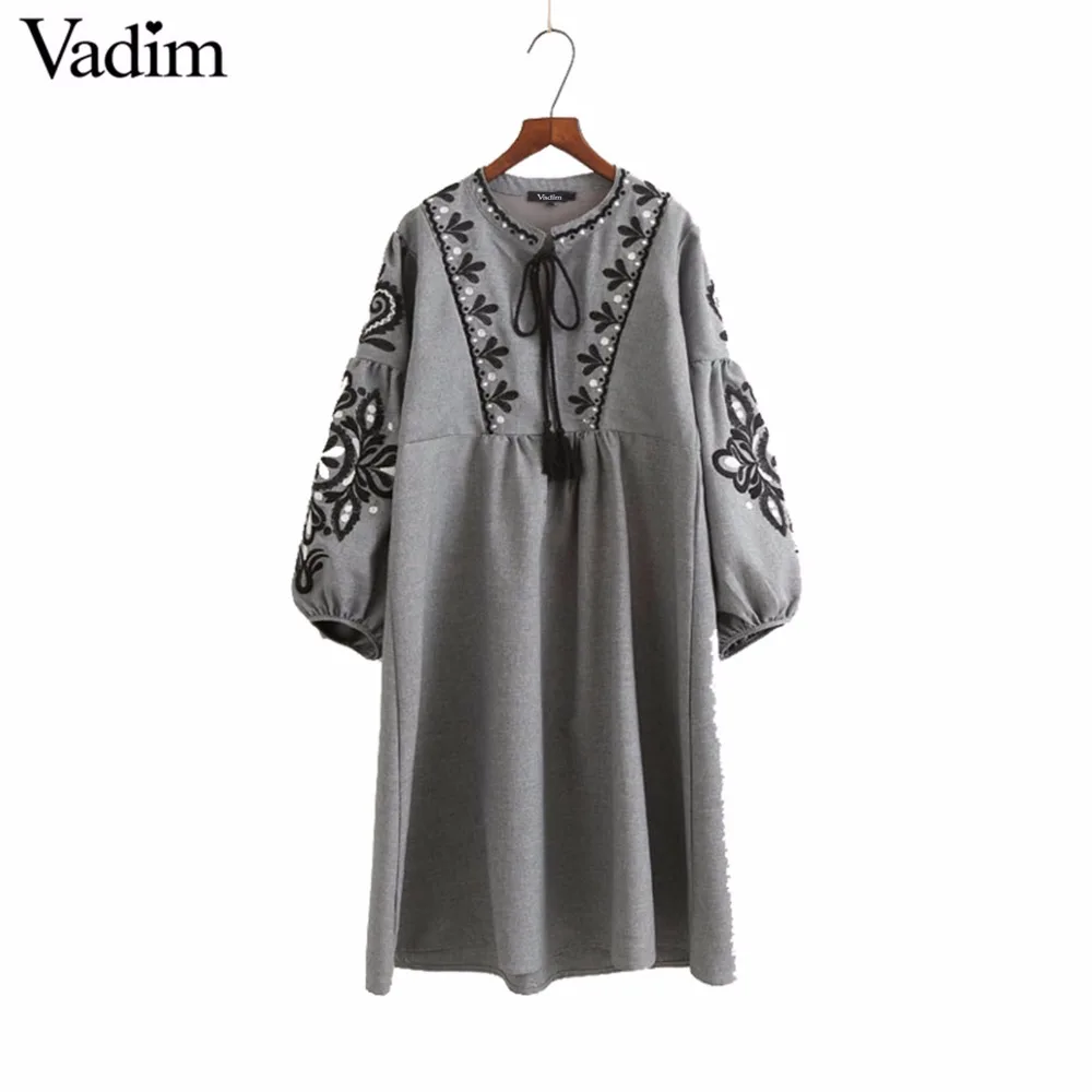 Женское винтажное Длинное свободное кружевное платье с цветочной вышивкой и