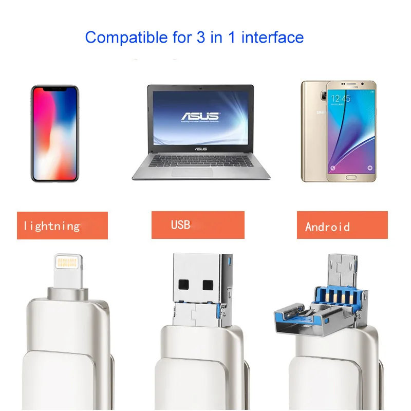 USB-флеш-накопитель 3 в 1 OTG Lightning 64 ГБ 32 16 | Компьютеры и офис