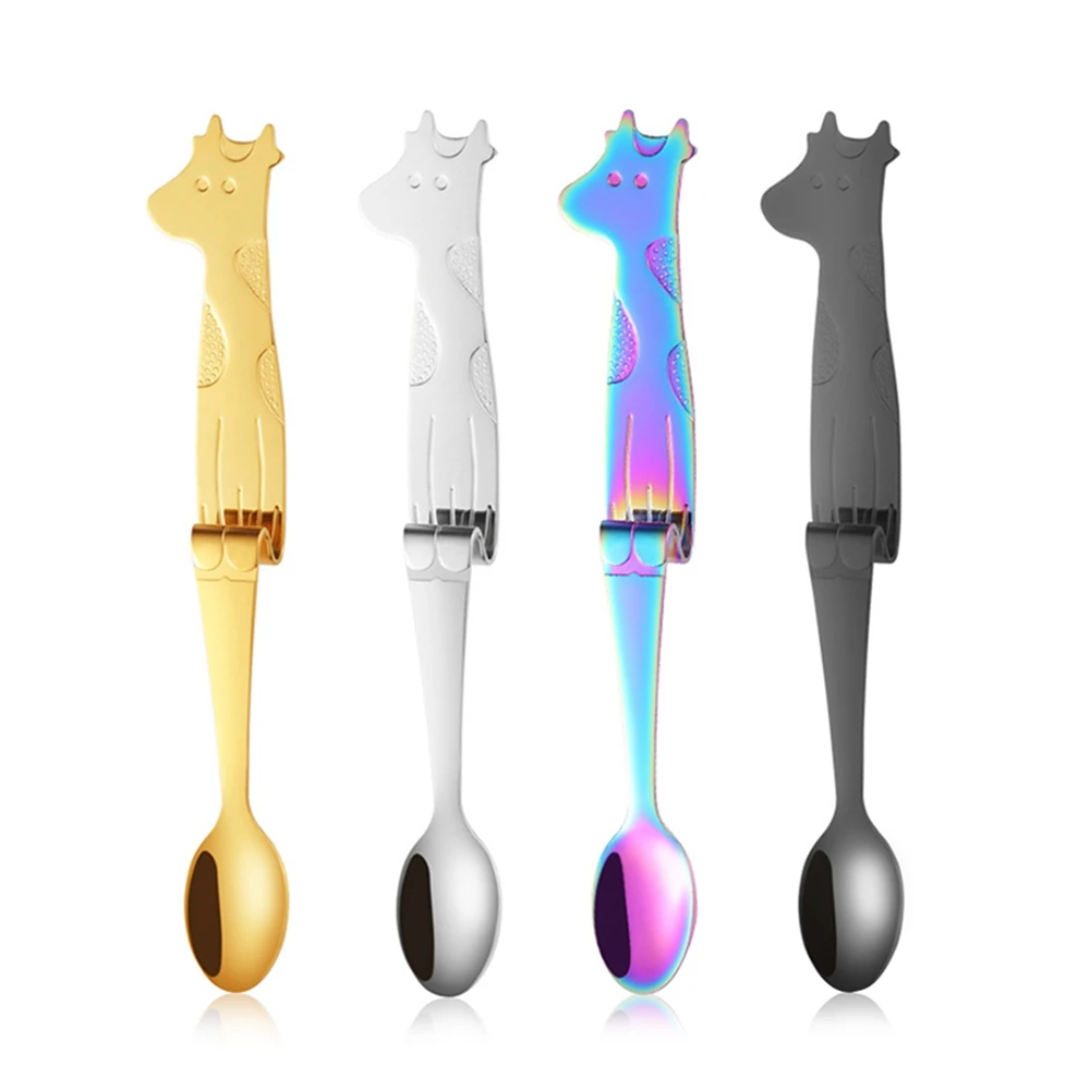 4pcs Mixed color Симпатичный вязаный жакет «Олень» подвесная чашка чайная, кофейная ложка Чай ложки Stainlss Сталь ложки с длинной ручкой, висит ложкой сахара десертные ложки инструментов для питья - Цвет: 4pcs Mixed color