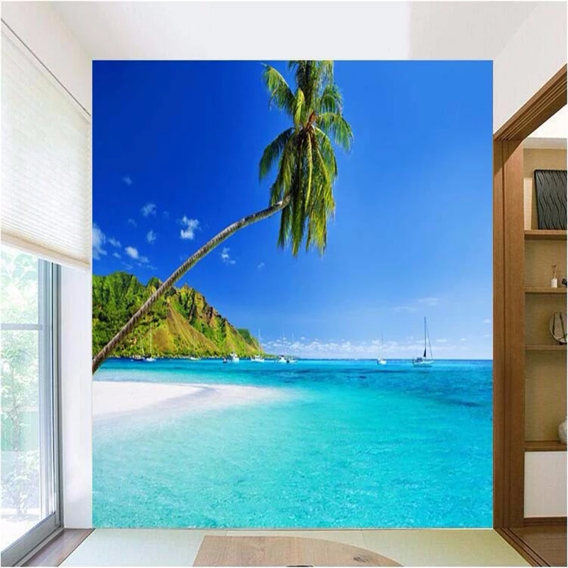 3d обои на заказ средиземноморская Пальмовая фреска ТВ фон голубое небо облака
