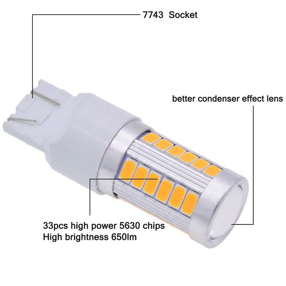 4 шт./компл. T20 7443 5630 33SMD Автомобильный светодиодный стоп сигнал фонарь заднего