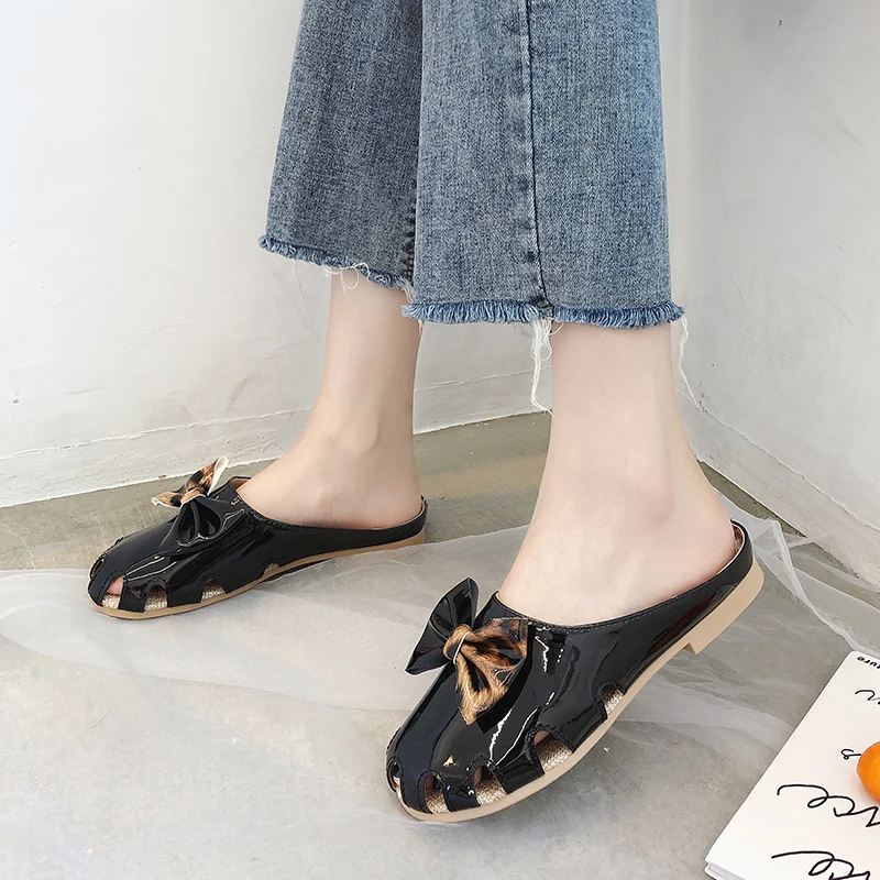 SAILING LU Silver Flat Slippers Women Mules Fashion Summer Shoes Woman Bow-knot Slides Slip On Ladies Casual Footwear XWT1863 | Обувь
