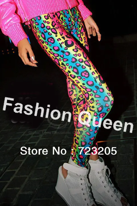 Женские популярные радужные обтягивающие штаны с леопардовым принтом один