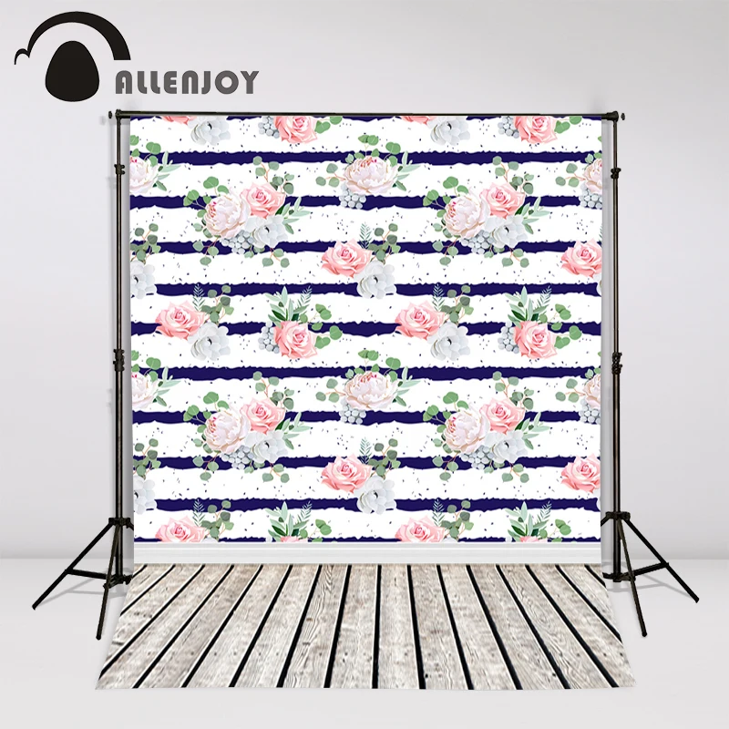 Allenjoy photo backdrops Pink rose white black striped wood Photophone for a shoot with backdrop | Электроника
