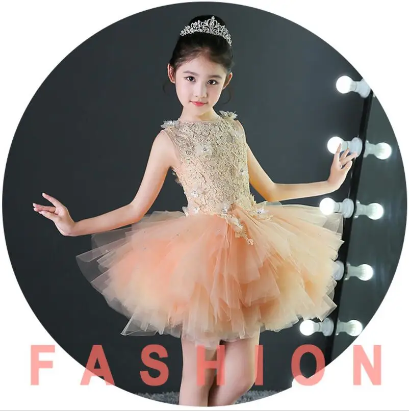 Glizt Long Trailing Flower Girls Dresses for Wedding Puffy Kids Pageant Dress First Holy Communion Party Prom | Детская одежда и