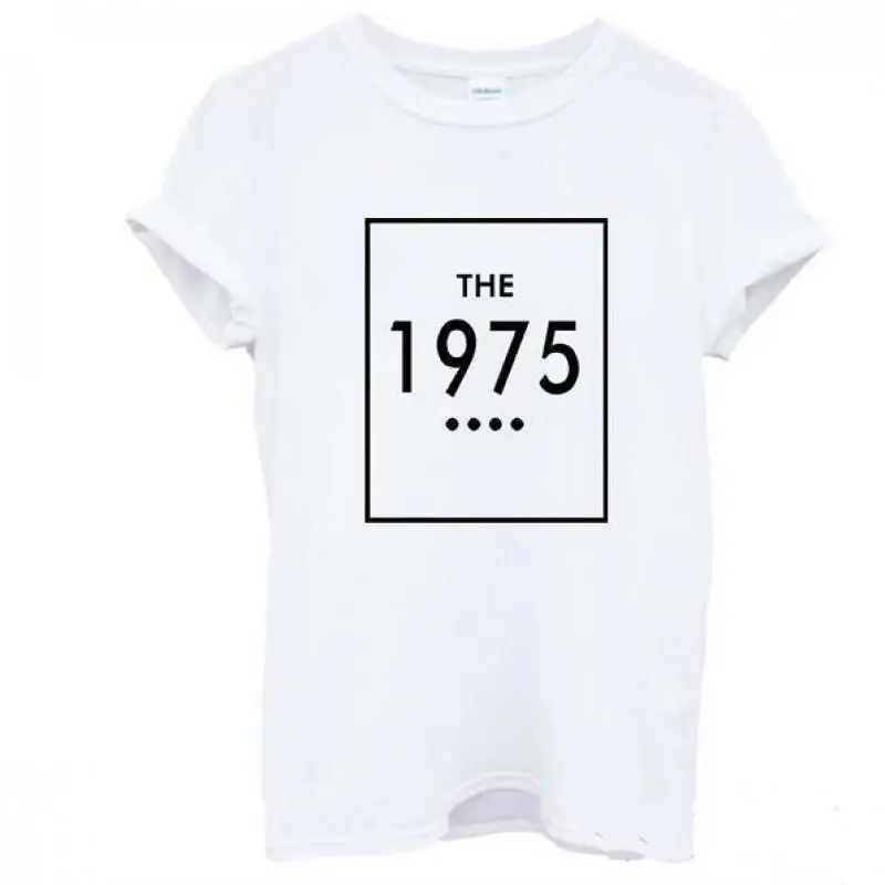 Горячая 1975 Хлопок Печати Повседневная Футболки Топы Женщин Свободные Большой