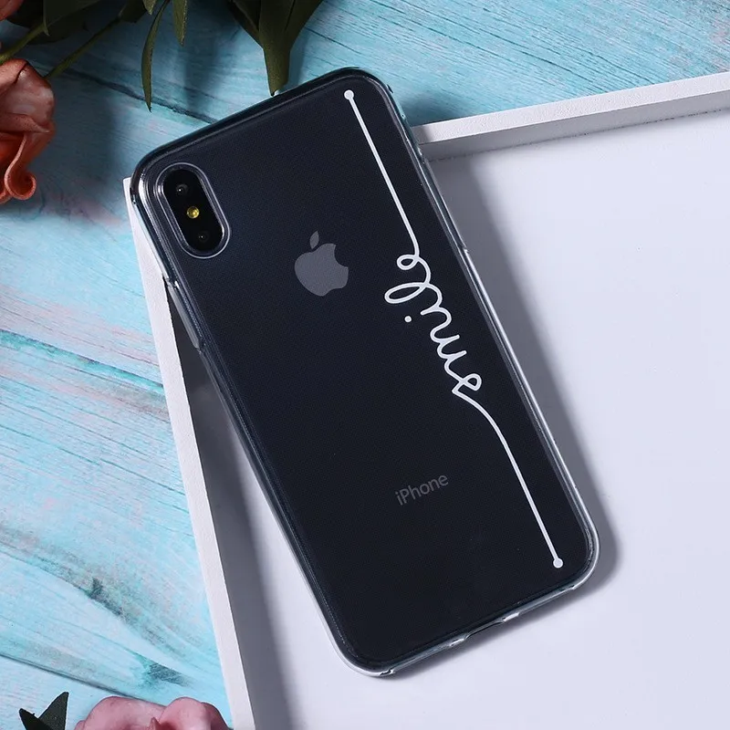 Пары телефон чехол для iPhone 6 6s 7 8 Plus 5 5S SE Письмо Любовь Прозрачный X XR XS Max Мягкий ТПУ
