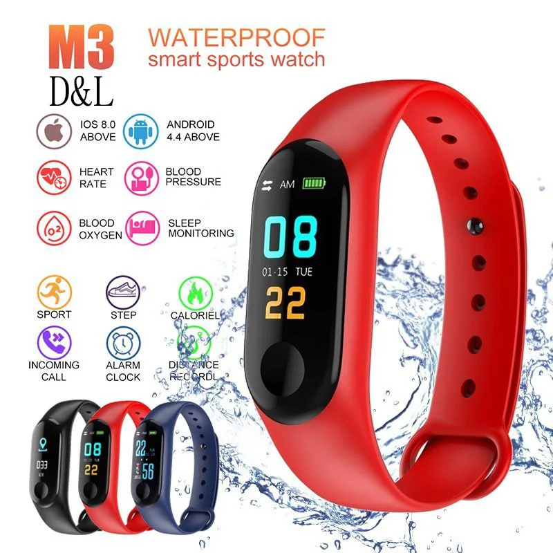 NEW M3S Color Screen Wristband USB Charging Smart Bracelet IP67 Waterproof Bluetooth 4.0 Smartbands Alarm Reminder Sports Step |