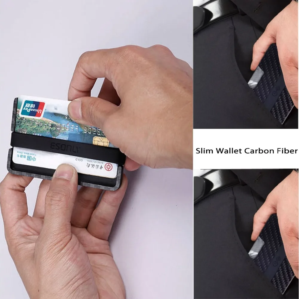 100% настоящий карбоновый держатель для карт модный простой кошелек Толщина 6 мм 5
