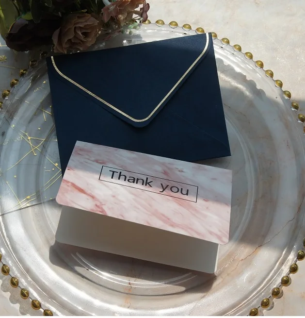 card and envelop 25 шт розовый мрамор спасибо открытка конверт как поздравительная открытка свадьба день рождения приглашение DIY Декор Подарочная открытка - Цвет: card and envelop