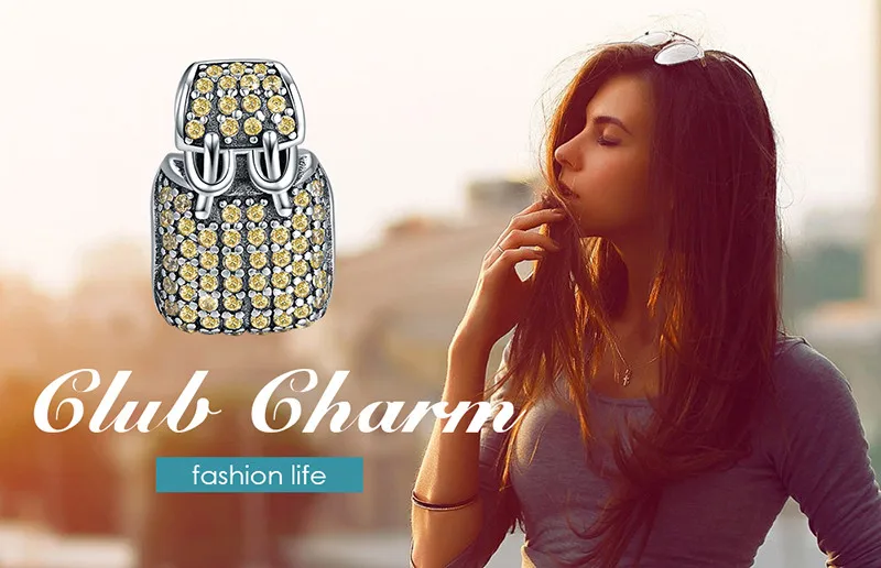 JewelryPalace желтый CZ проложить фианит рюкзак Шарм бисера Fit браслет 925 пробы серебро для новинки женщин Лидер продаж как подарки