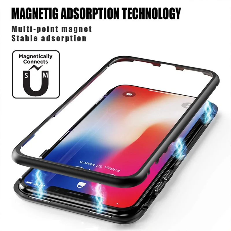 

Magnetic Phone Cases for Huawei Mate 20 Pro Lite P20 Pro 10 Cover Metal Magnet Adsorption Case for IPhone X XR XS Max