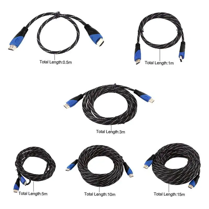 Новый Плетеный HDMI кабель V1.4 AV HD 3D для PS3 Xbox HDTV 1 м 15 метров 1080 P|Комплекты умного
