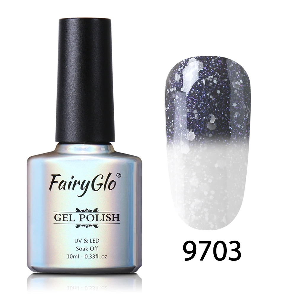 FairyGlo 10 мл Снежный УФ-гель для ногтей меняющий температуру Гель-лак замачиваемый Полупостоянный лак для ногтей DIY Гель-лак - Цвет: 9703