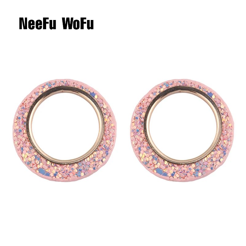 Серьги NeeFu WoFu из кожи с эффектом вспышки круглые большие серьги для женщин медные
