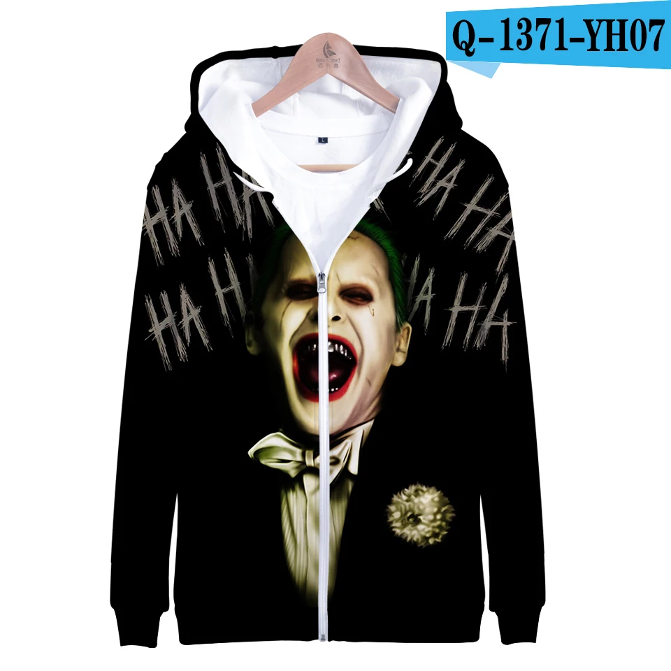 Новые зимние толстовки haha joker 3D для женщин/мужчин с принтом толстого пуха теплые модные крутые китайские толстовки на молнии пальто, толстовки с капюшоном - Цвет: Синий