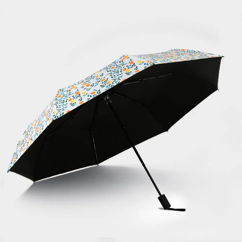 Creative small fresh minimalist Sen goddess sunny umbrella lemon print folding dual-use sunscreen | Дом и сад