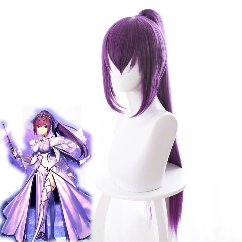 Fate Grand заказ парик фиолетовые волосы Scathach Косплей 80 см Длинные прямые косички