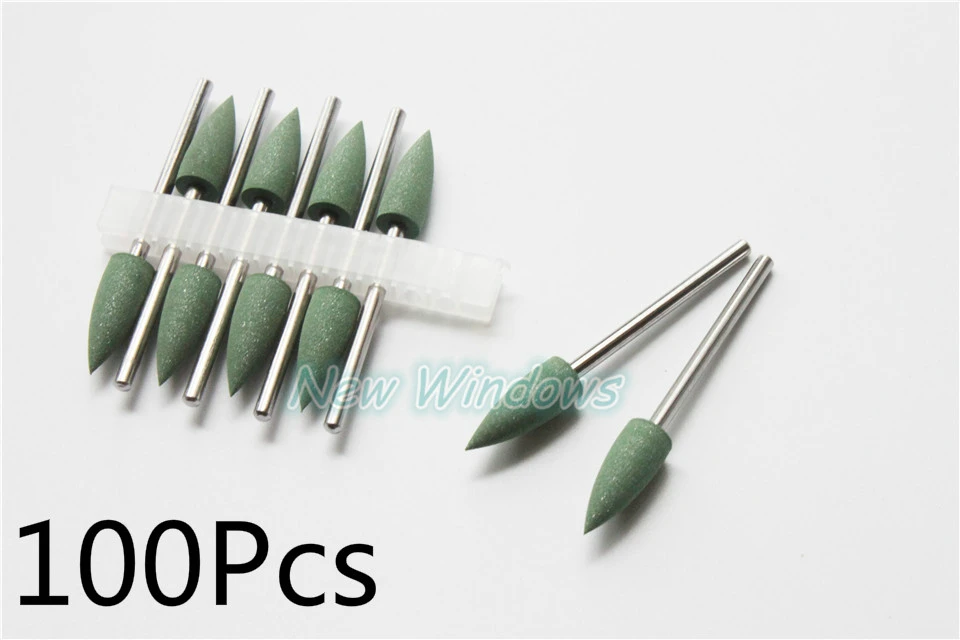 

Brand New 100Pcs Dental Silicon Rubber Polishers For Fine Polishing Small Green 2.35mm