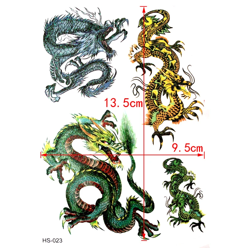 Водостойкие временные тату King Of Dragon 3 шт. Золотая вспышка Харадзюку хна флеш