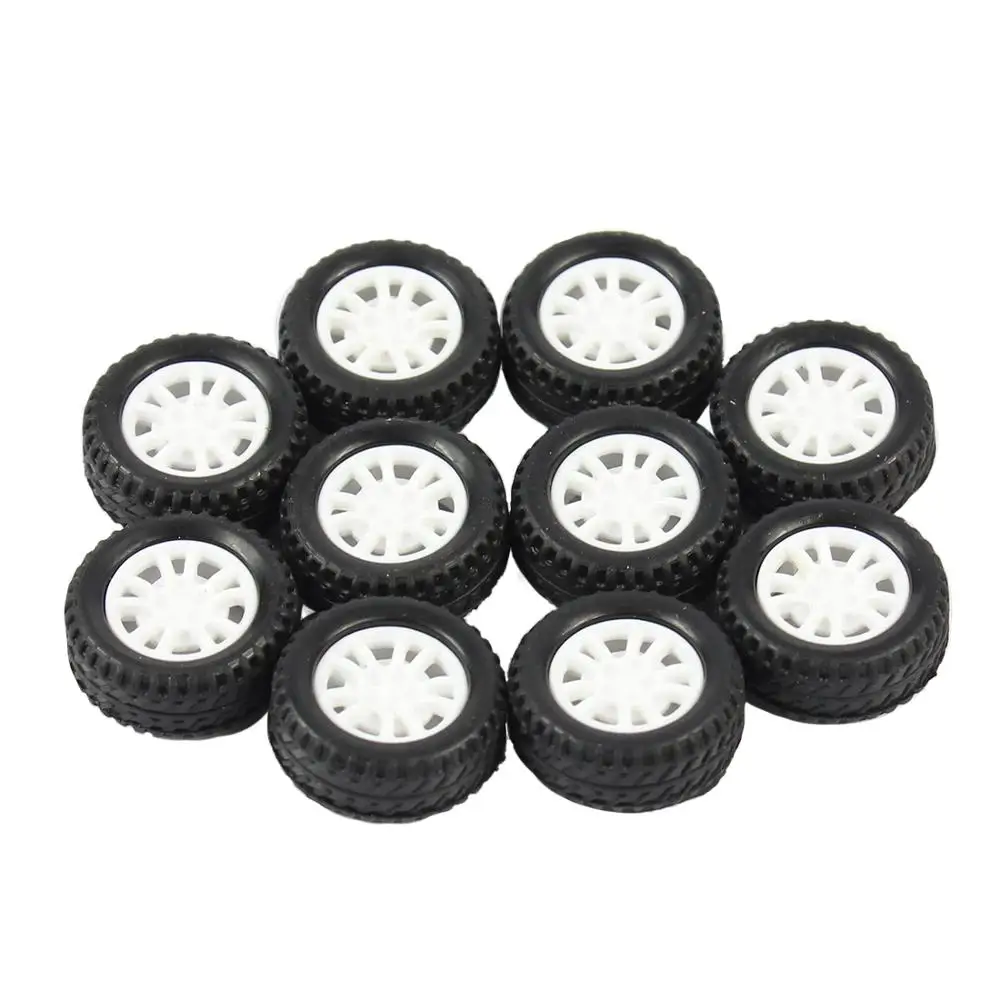 

F17678 10Pcs 20*8*1.9mm Rubber Hollow Tire Car Wheel Model Wheels DIY Toy Accessory for Car