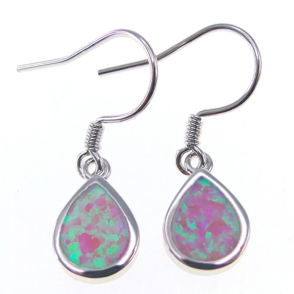 Женские серьги-подвески с голубым/розовым/белым/зеленым огненным опалом - купить