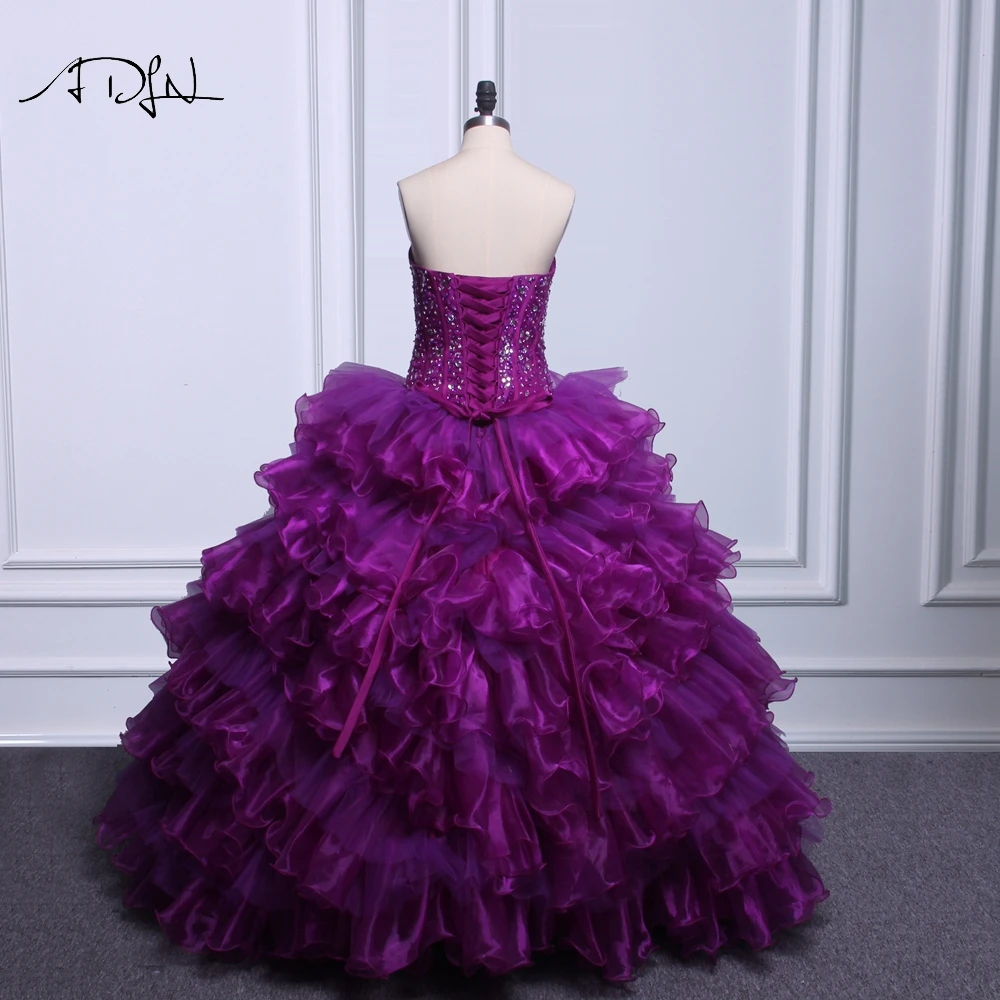 ADLN элегантный корсет фиолетовые платья Quinceanera Настоящее фото бальное платье из