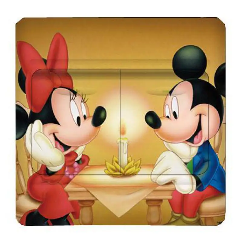 2 шт мультфильм творческий Микки Минни серии ПВХ выключатель света стикер