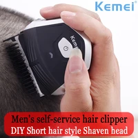 kemei hair clipper 0mm baldheaded men diy hair cutter portable hair beard trimmer cordless shortcut pro self haircut machine