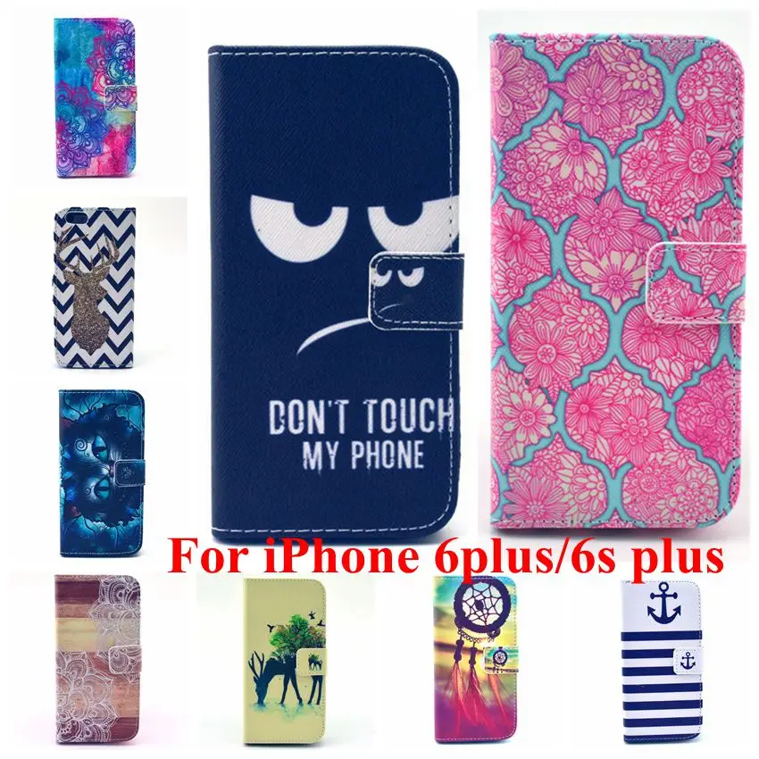 Cartoon Magnetic Flip PU Wallet Leather Case For iphone 6 Plus / 6s 5.5 Protect Cover with Stand Function and Card Holder |