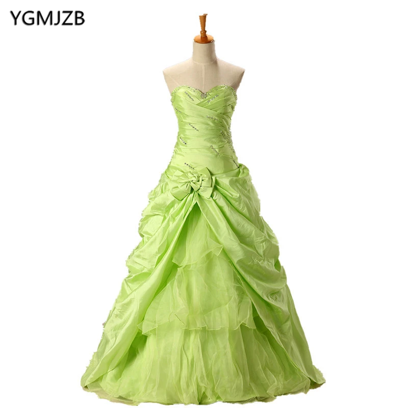 

Cheap Quinceanera Dressess Green 2018 Ball Gown Sweetheart Beaded Vestidos De 15 Anos Sweet 16 Dress Debutante Gowns