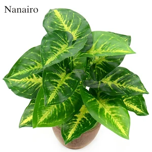 Искусственный Зеленый тропический лист, 1 букет18 листьев, гавайский Луау, украшение для пляжа, свадьбы, дома, рабочего стола