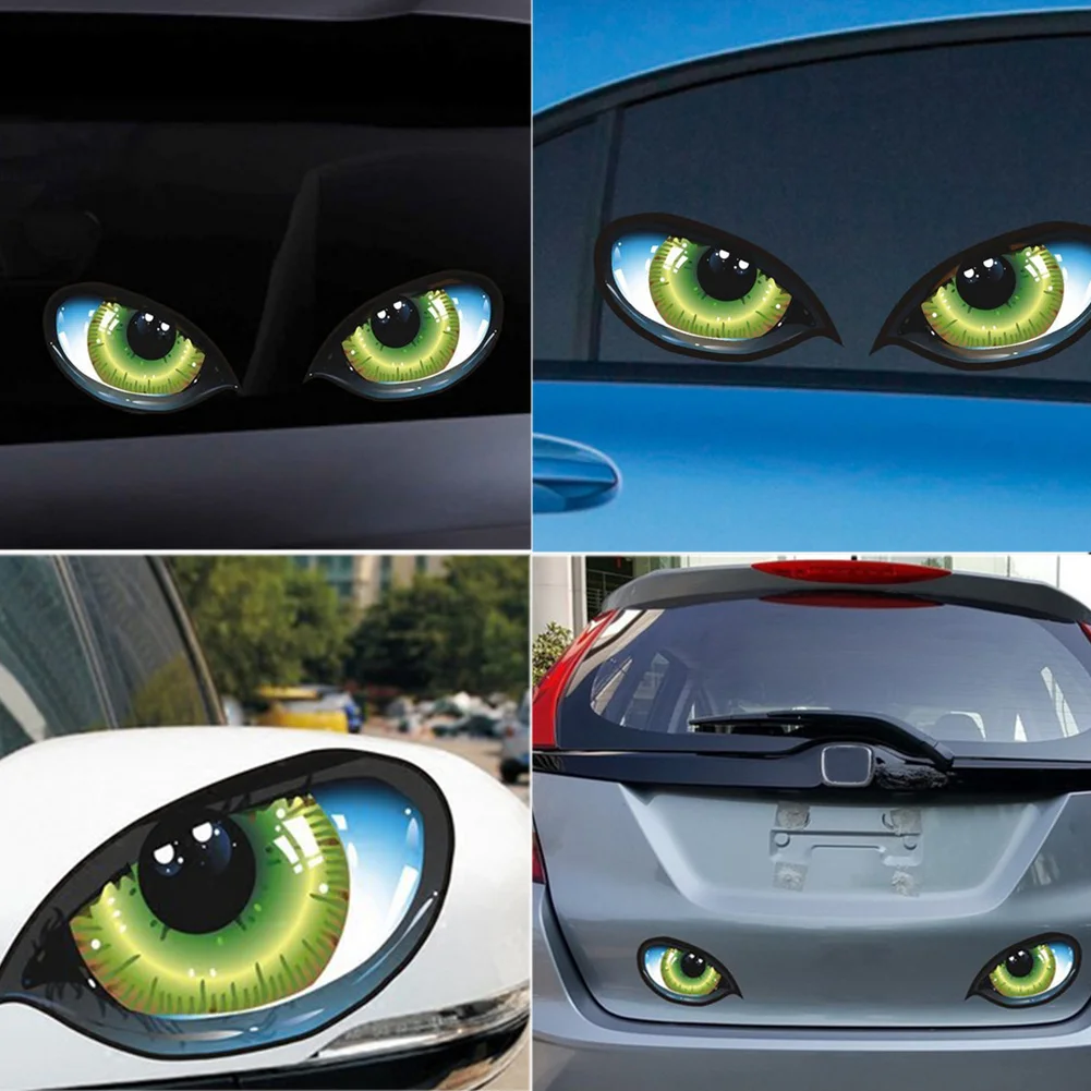Автомобильные наклейки 2 шт 3D стерео светоотражающие кошачьи глаза