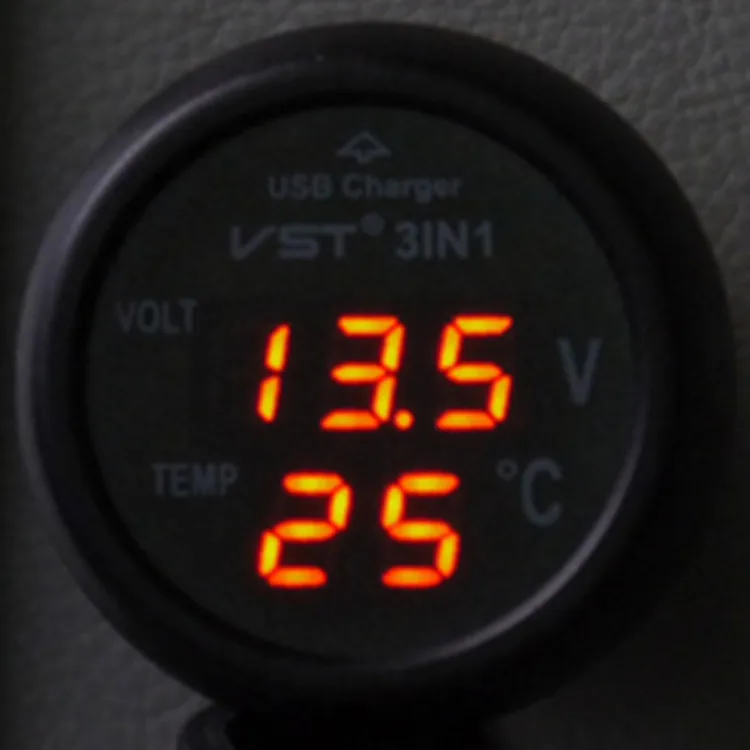 Термометр 3 в 1 цифровой светодиодный автомобильный Вольтметр термометр Авто