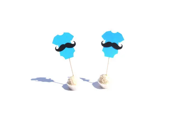 Onesie cupcake toppers мальчик 1 день рождения усы ребенка душ еда выбирает партии сувениры