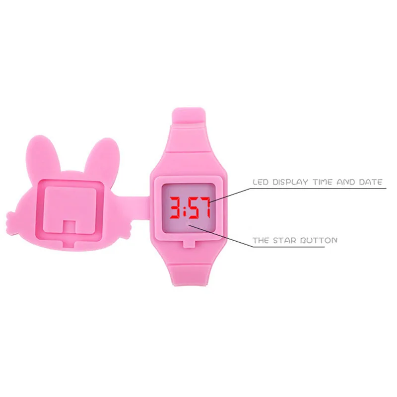 Недавно 1 шт в лоте светодиодный электронные часы силиконовой лентой с кроликом