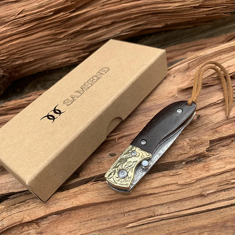 EDC резной нож из чистой меди VG10 дамасский складной система подшипников
