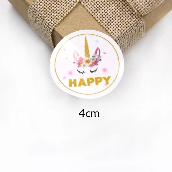 Happy 50 шт./лот Единорог конфеты Наклейка на мешок декор для вечеринки в честь Дня рождения Дети спасибо Розовый Единорог DIY Подарочная коробка стикер s упаковочные материалы - Цвет: Happy