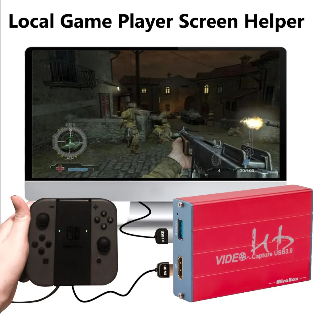 MiraBox HDMI Игровая карта захвата USB 3 0 видео Захват ключ Full HD 1080P для Windows8/10 Linux YouTube |