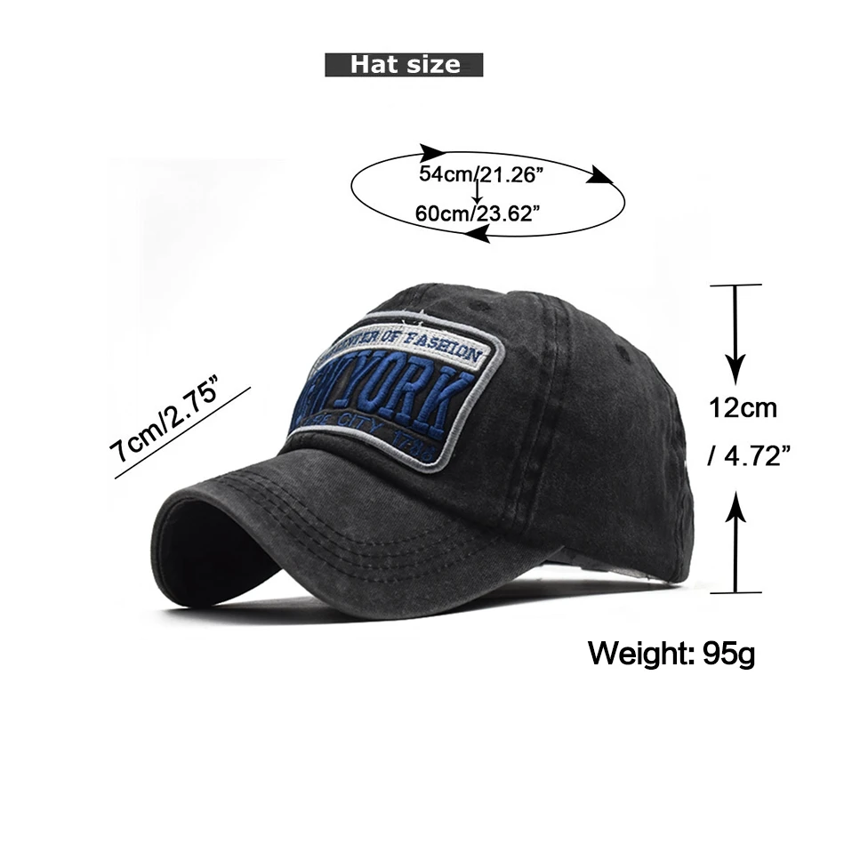 Sand washed 100% cotton baseball cap hat for women men vintage dad NEW YORK embroidery letter outdoor sports caps | Аксессуары для