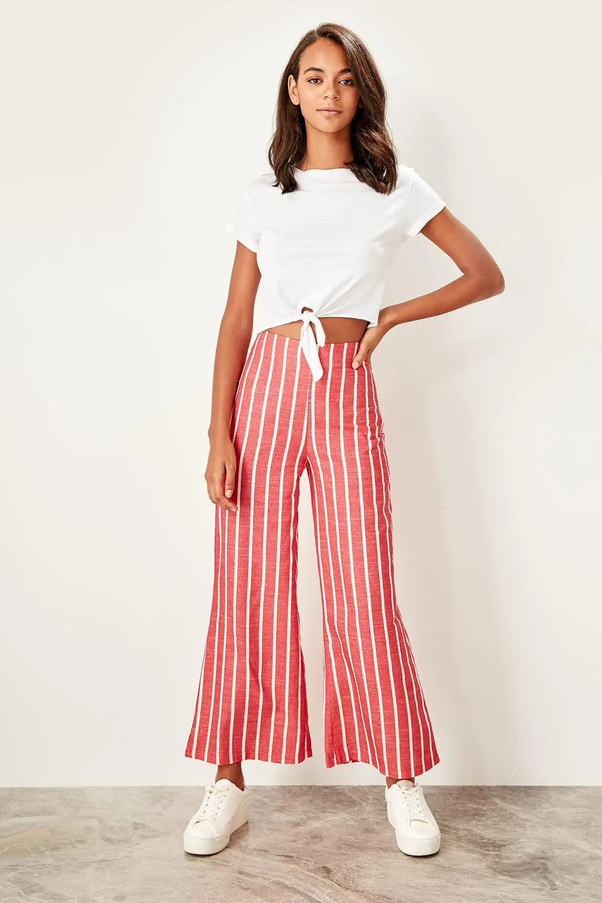 Trendyol/Красные Полосатые брюки TWOSS19PL0104 | Женская одежда