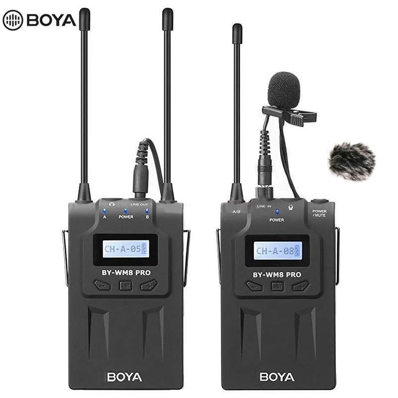 

Boya BY-WM8 Pro-K1 Uhf Wireless Lavalier Microphone Kit For Eng Efp Dslr Camera Camcorder