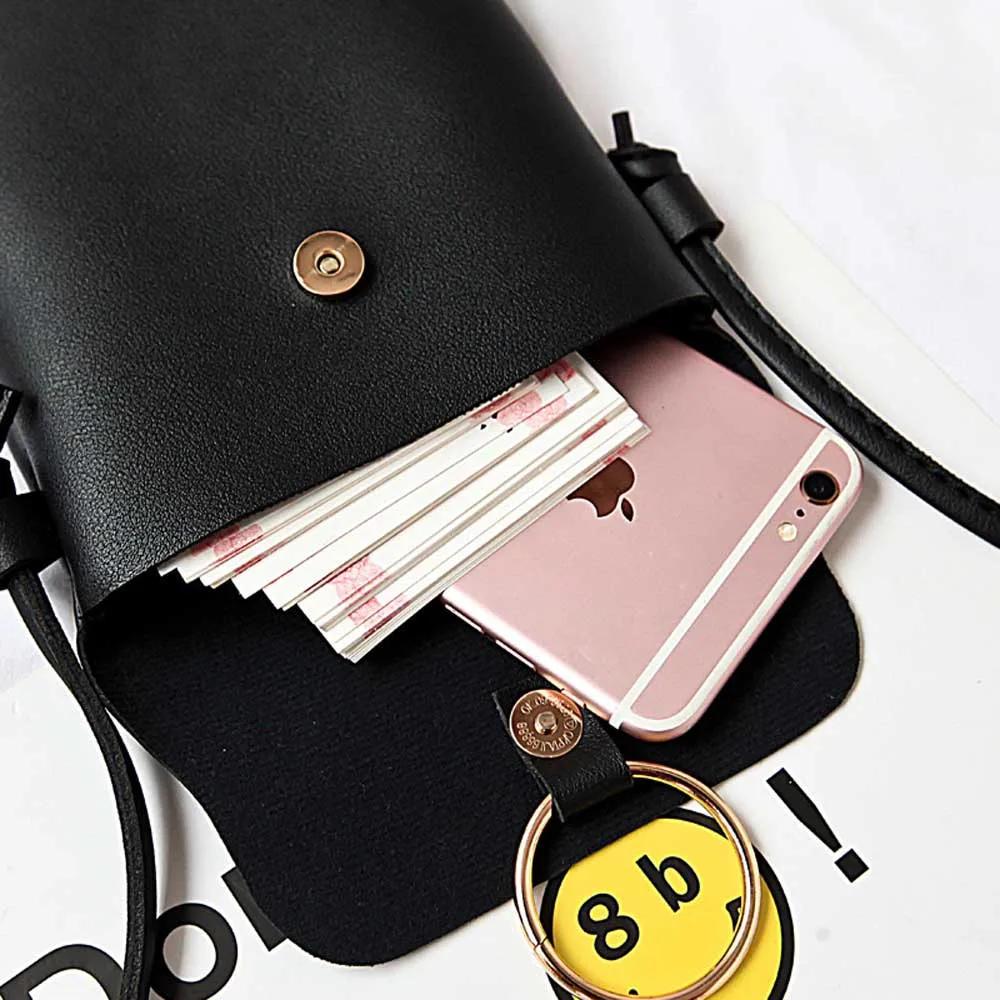 SUBIN PU Leather Cell Phone Bag Wallet luxury Purse Neck Strap Shoulder bag make-up Simple portable Casual Bags for girl | Мобильные