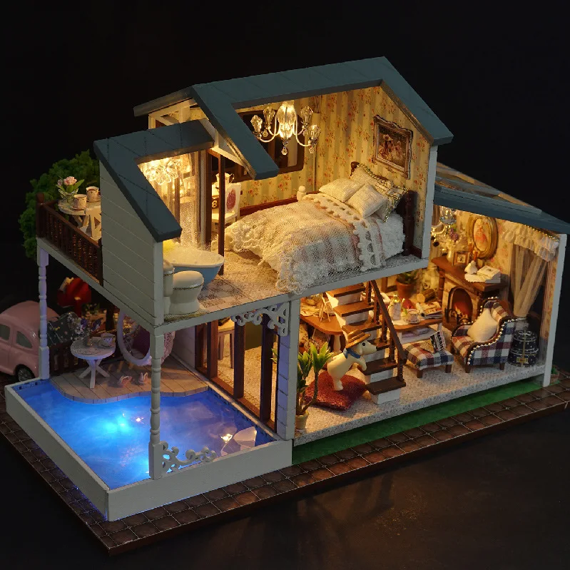 Фото Модель кукольного домика A039 сделай сам дом для виллы большого размера набор