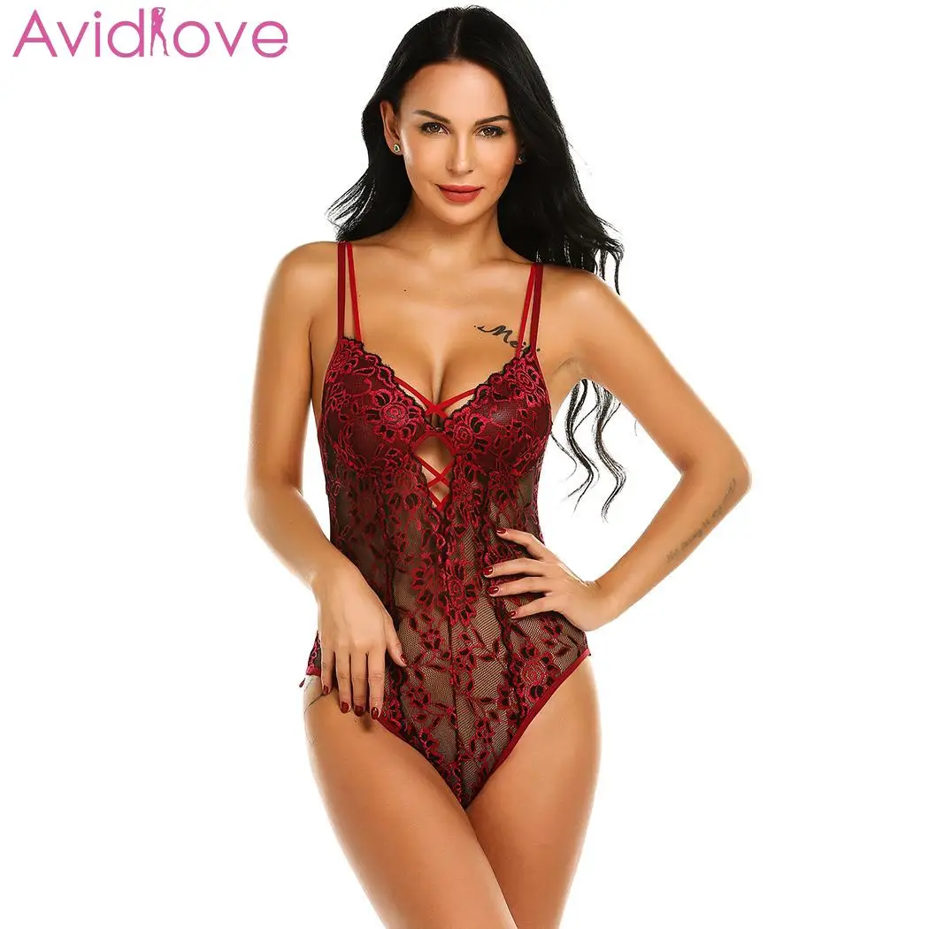 Avidlove сексуальное женское белье, боди, пижама, горячее эротическое нижнее белье, сексуальное женское нижнее белье, Кружевное боди с бретельками, Ночная одежда