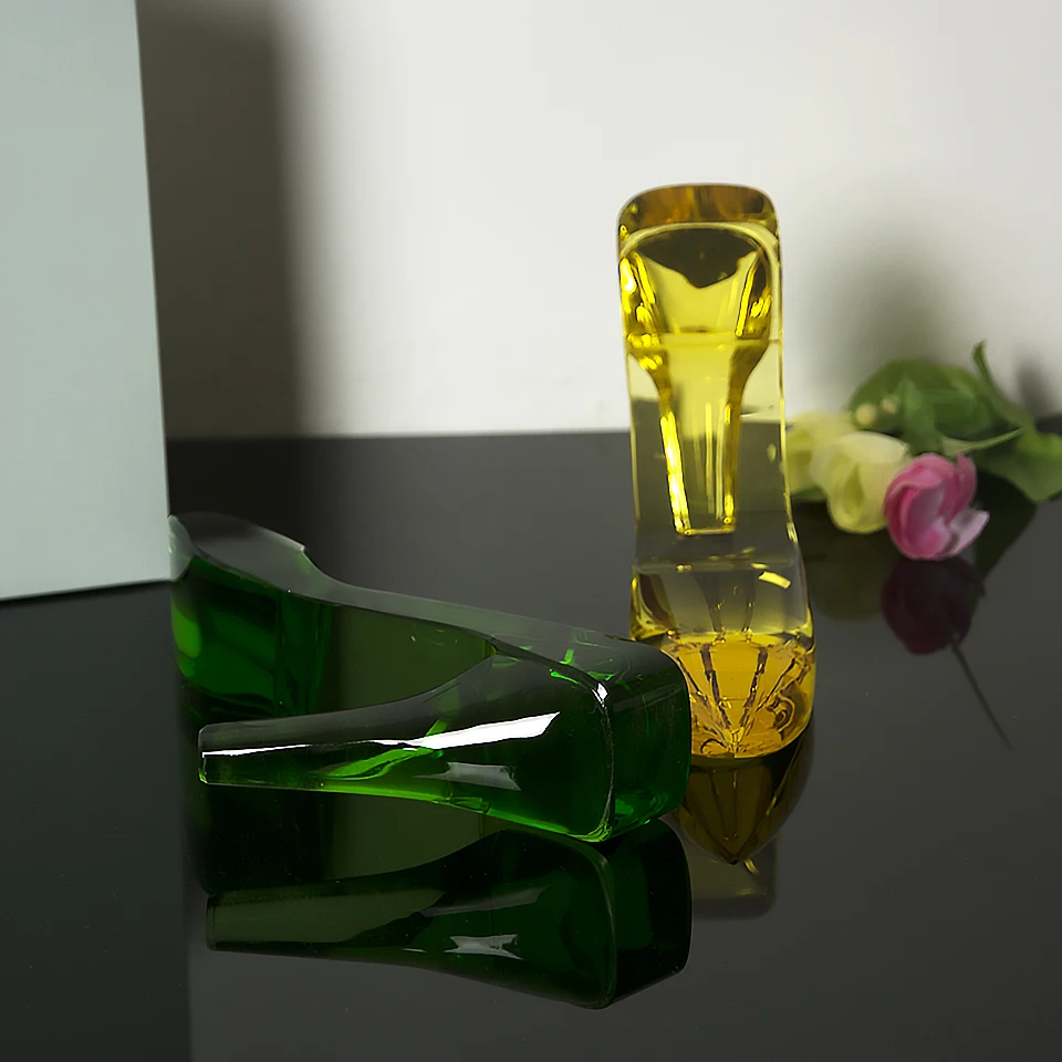 

6 colors 13cm Crystal Cinderella High-heeled Crafts Glass Shoes Model Ornaments for Gifts Home Decorations