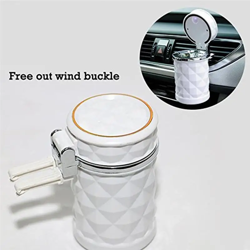 LUOEM Car Ashtray Smokeless Auto Cigarette Ashtray Holder with Blue LED Light for Car Cup Holder